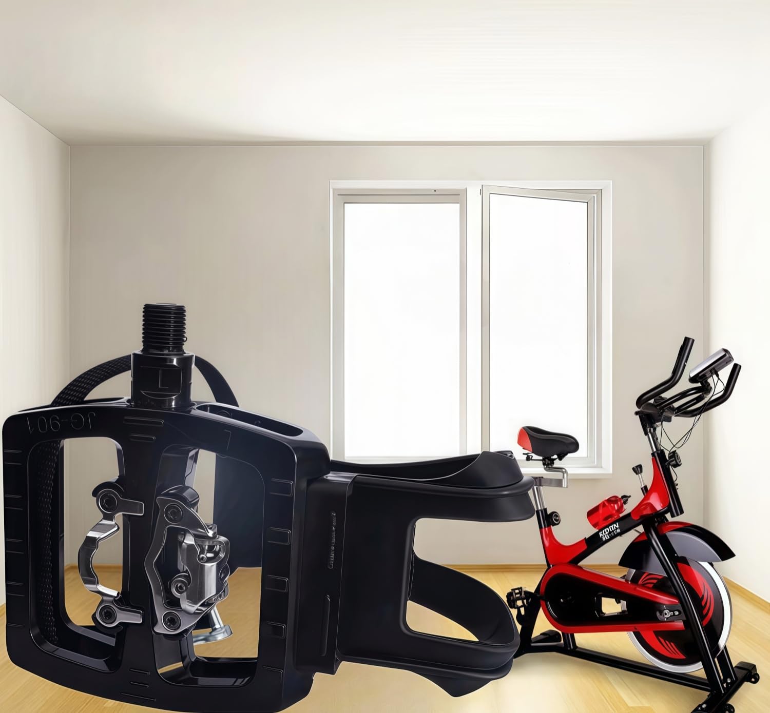 YBEKI SPD Pedales híbridos [2 en 1] – Pedal de clic y pedal de plataforma con jaula/correa | Compatible con Shimano SPD | Eje 9/16" para bicicletas de interior, spinning, bicicleta estática