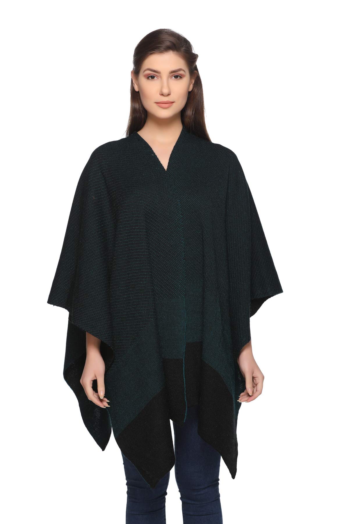montrex Women's Poncho Sweater Cardigan Woolen Coat Winter Wear for Ladies and Girls (Blue, Regular)-picture-16