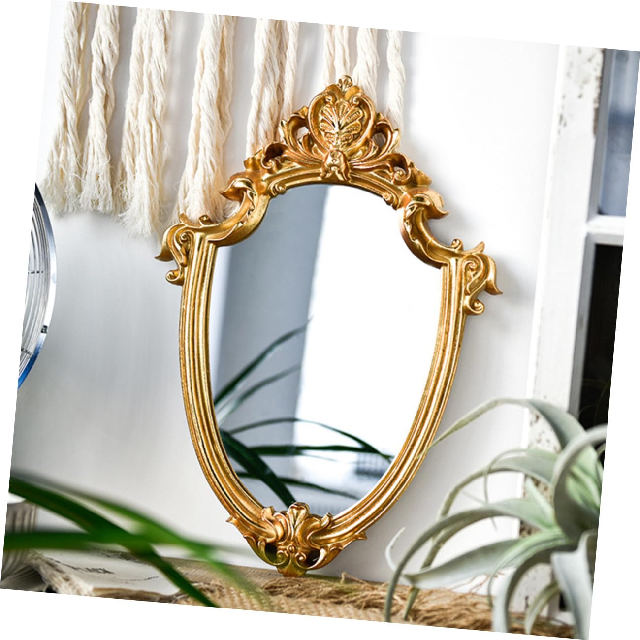 BESPORTBLE Royal Espejo de estilo europeo vintage, espejo dorado de lujo, espejo retro.