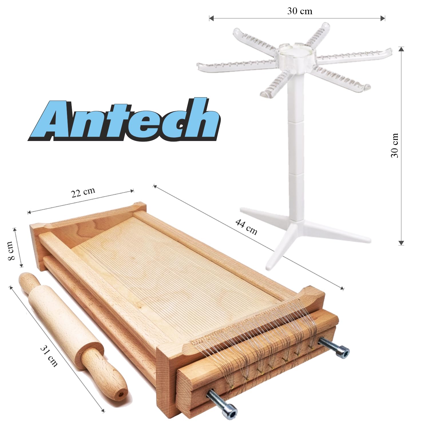 Guitare Antech avec rouleau à pâtisserie pour pâtes, spaghetti, fettuccine, emporte-pièce des Abruzzes