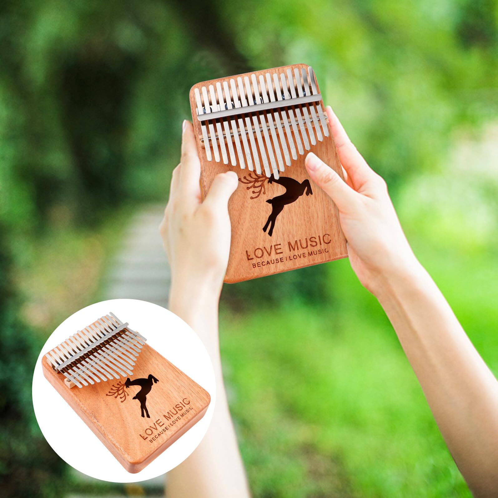 GLEAVI Instrument de Musique et Apprentissage Musical pour Débutants Facile à Utiliser 17 Touches Piano à Pouces en Bois Résonance
