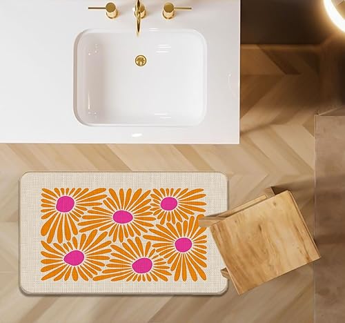 Miniatura 4 de Tapete floral para puerta, diseño de margaritas y margaritas, para interiores y exteriores, decoración de flores de margaritas, 17 x 30 pulgadas