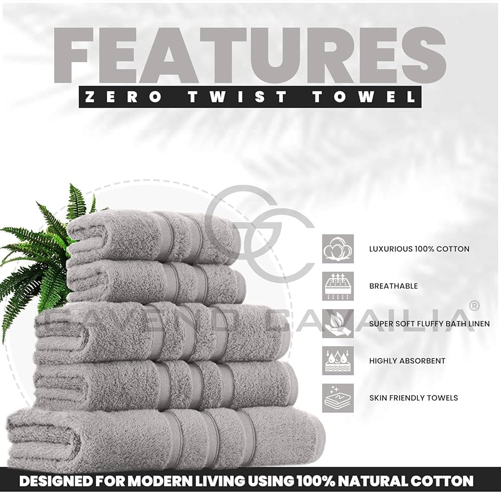 GC GAVENO CAVAILIA Greek Bath Sheet Towel Set - 2 Piece Egyptian Cotton Towels - Quick Dry Large Bath Towel - 500 GSM Towel For Bathroom - Grey - 80X140