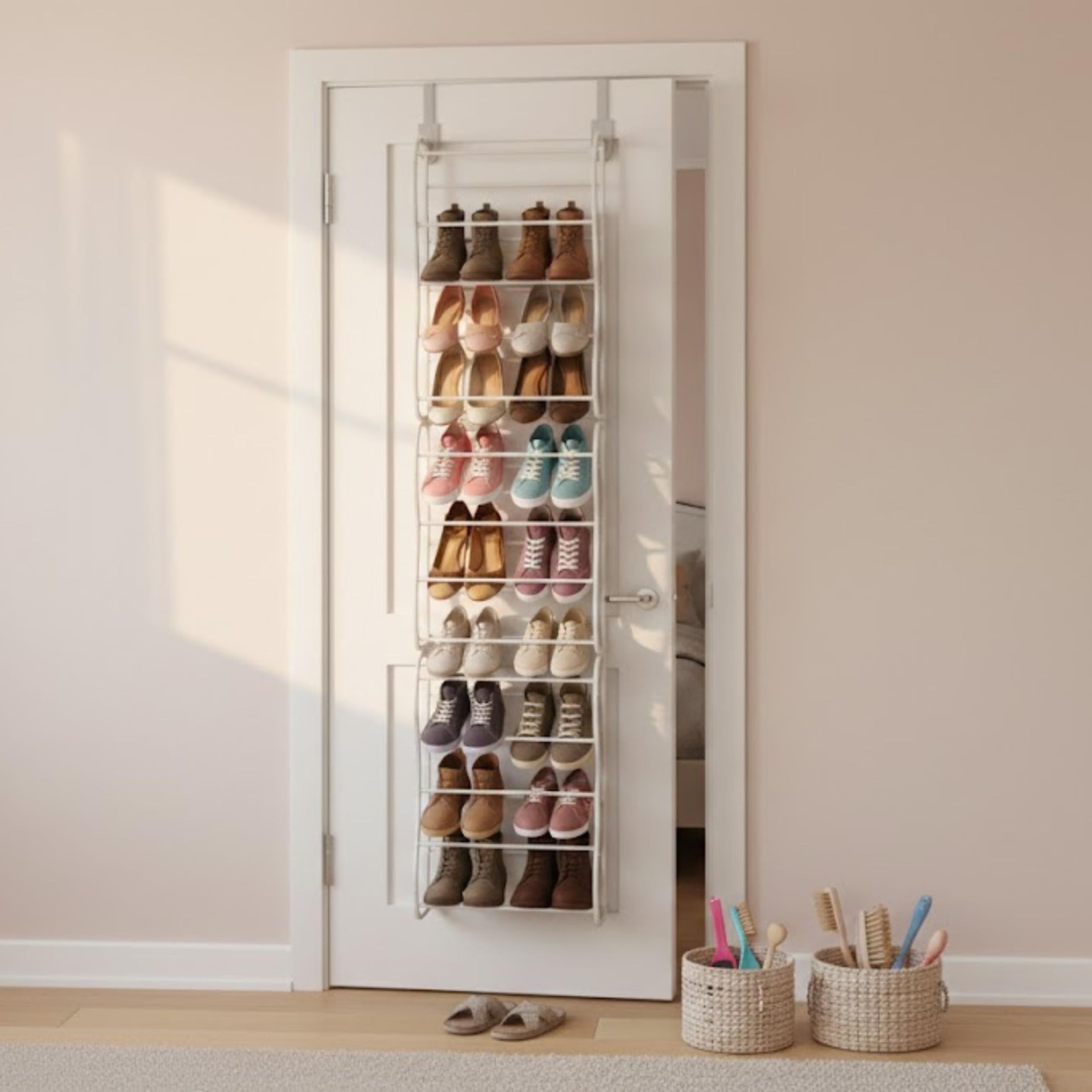 YASTA Scarpiera Salvaspazio Slim da Appendere alla Porta, Organizer Scarpe Modulare in Metallo (1, 2 o 3 Moduli), Porta Scarpe Verticale 12 Ripiani, Fino a 36 Paia