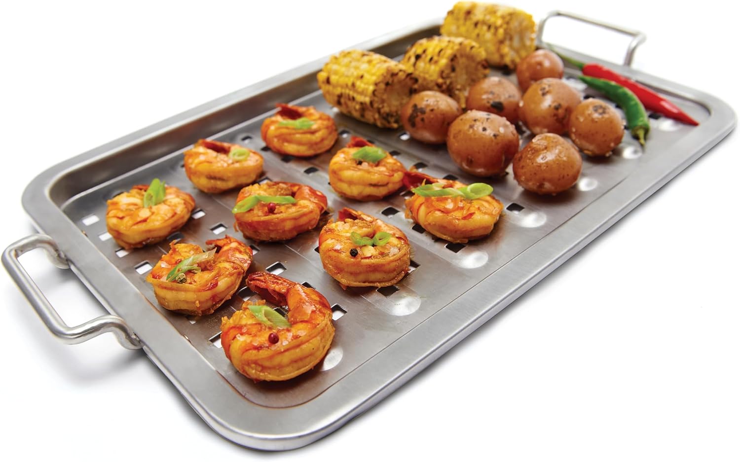 Stainless Steel 16" x 11" Grill Topper with Handles