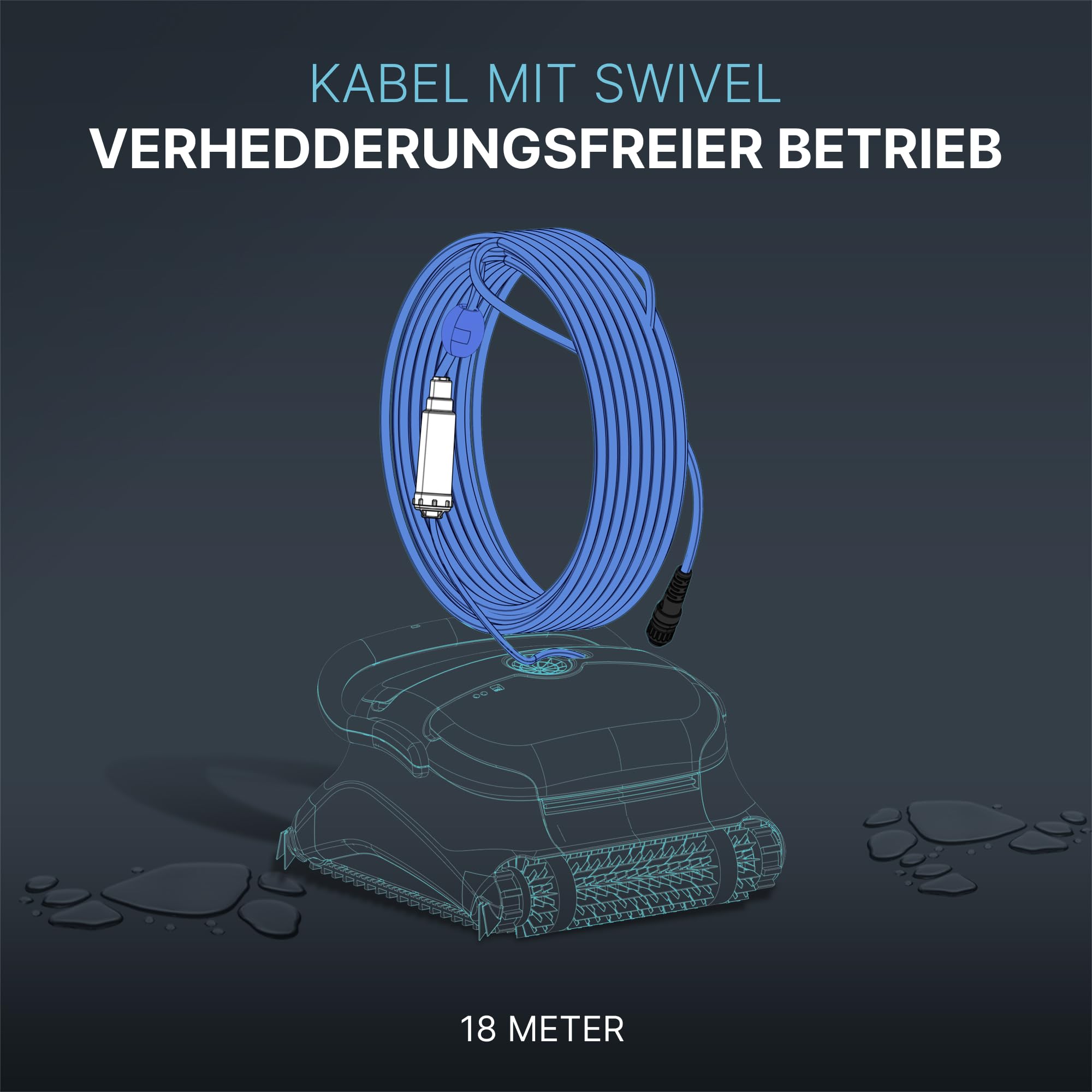 Dolphin Original-Ersatzteil - 18m blaues Kabel mit Swivel - Teilenummer 9995862-DIY