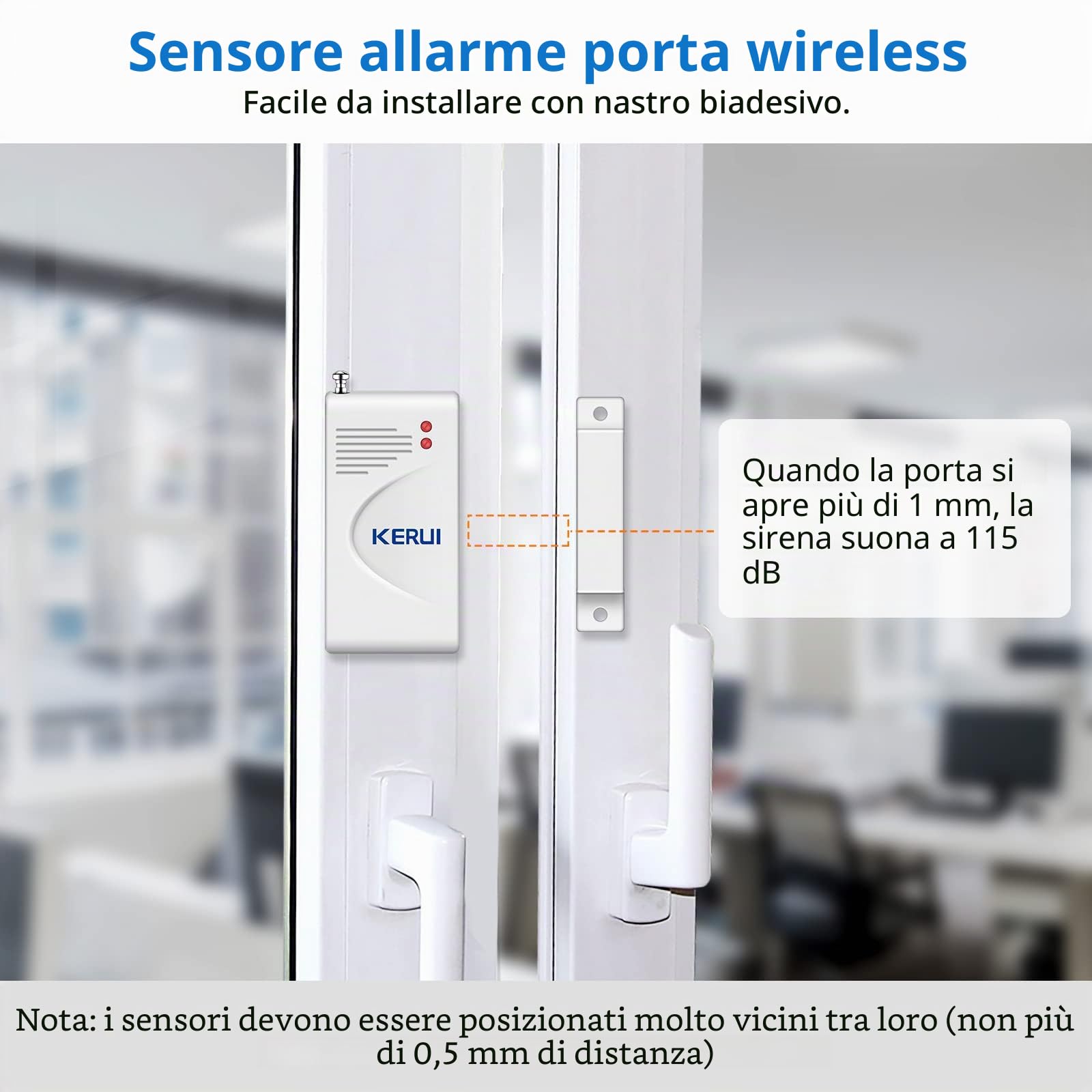 KERUI Allarme Casa Senza Fili, Ring Alarm Ultra Forte con 4 Allarme Porta 2 Telecomando 2 Sensore Movimento 1 Corno da Sirena, Antifurto Casa per Garage, Magazzino, Finestre, Camper, Shed