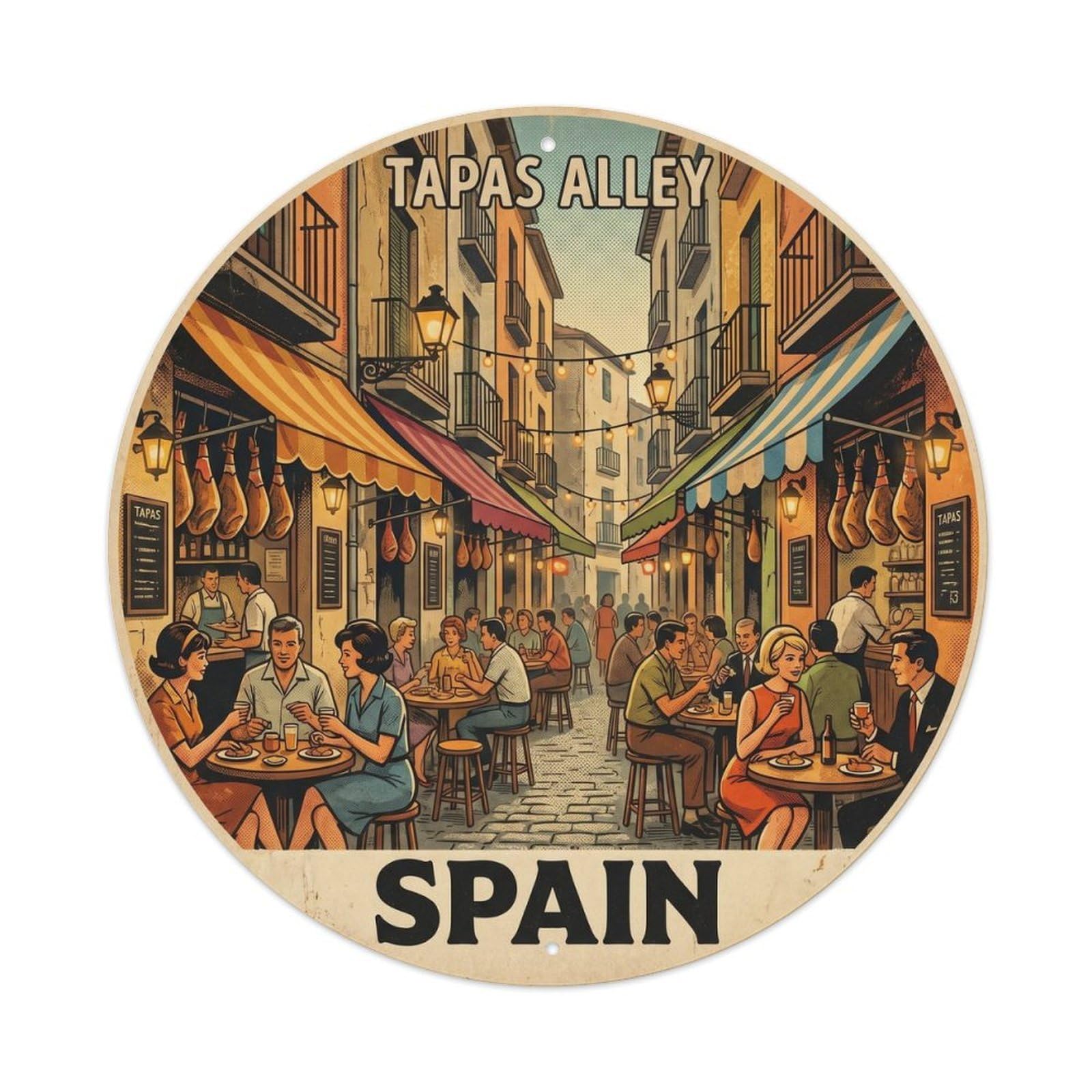 Benidorm Tapas Alley Spain Cultural Travel Metal Tin Sign