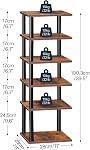 HOOBRO Vertical Shoe Rack, 6-Tier Narrow Shoe Shelf, Shoe Storage Organizer for Small Space, 28 x 28 x 100.3 cm, Closet, Entryway, Hallway, Bedroom, Rustic Brown and Black BF21XJ01