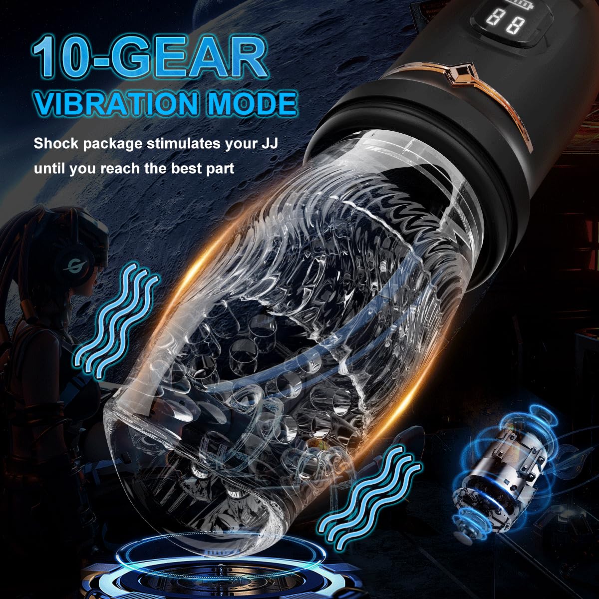 Elektrischer Masturbator Cup mit 5 Modi Teleskopfunktion 5 Rotierende Massagefunktion und 10 Vibration, Sex Spielzeug für die Männer, Masturbieren für Männer, Taschenmuschi Penis Masturbatoren