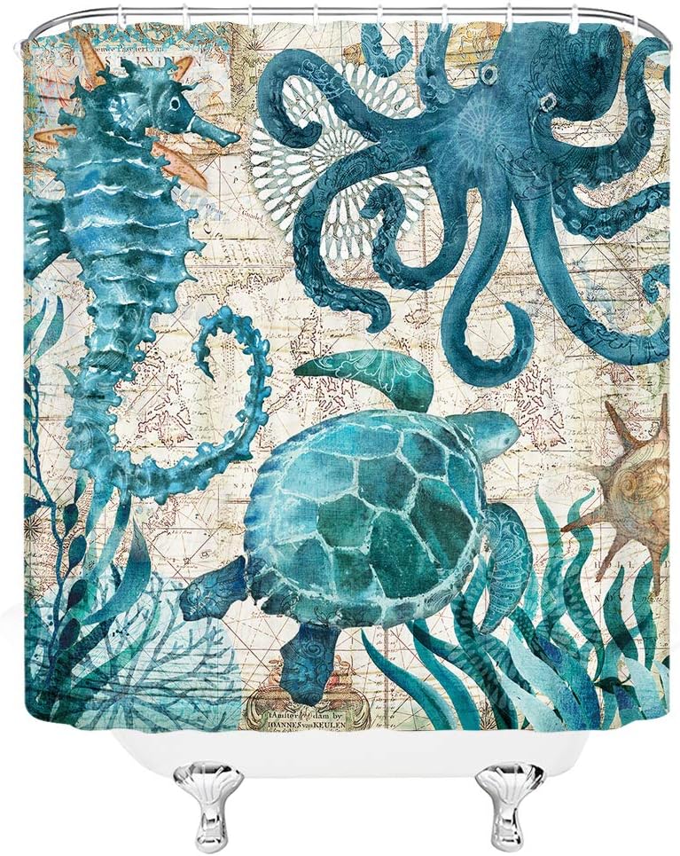 Nautical Sea Animal Shower Curtain mat