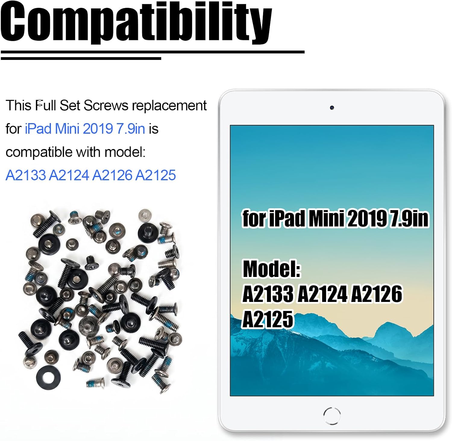 Full Screw Set Replacement for iPad mini 5 5th Gen 7.9 Inch 2019 - Complete Internal Screws Repair Kit with 3 Professional Screwdrivers - Compatible with Model A2133 A2124 A2126 A2125 image 2