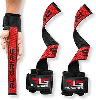 RL Grips - Straps de Gimnasio con Muñequera para Levantamiento de Pesas y Powerlifting – Correas de Levantamiento Acolchadas para Entrenamiento de Espalda