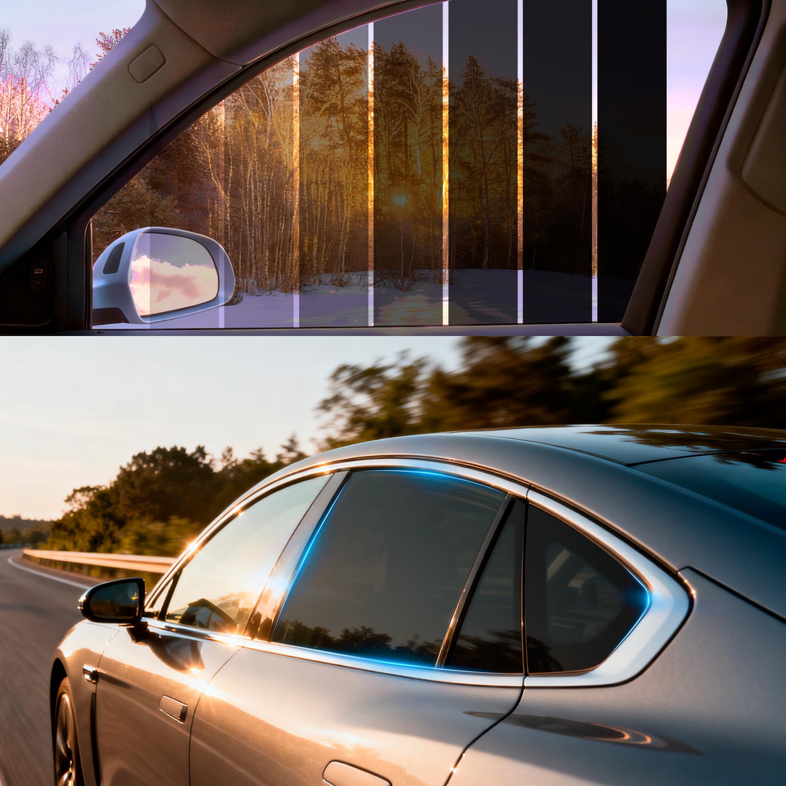 JHCHAN Tönungsfolie Auto 75cm x 3m 50% VLT - Scheibentönungsfolie Sonnenschutzfolie selbstklebend, UV & IR Schutz, Gegen Hitze und Blendung, Kratzfeste Sichtschutzfolie für Auto, Van, LKW, Hausfenster