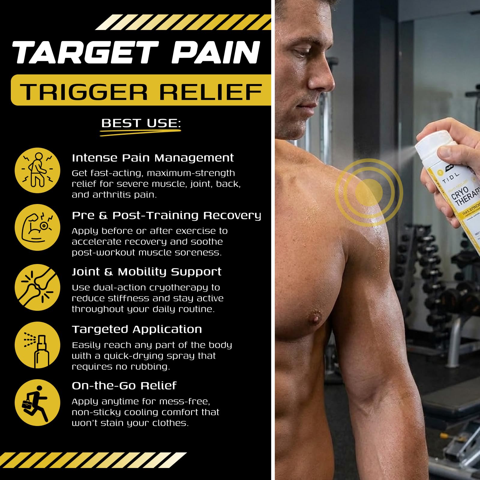 TIDL Cryotherapy Max Strength Pain Relief Numbing Spray, 2-Pack 3 fl oz — Amazon image 3