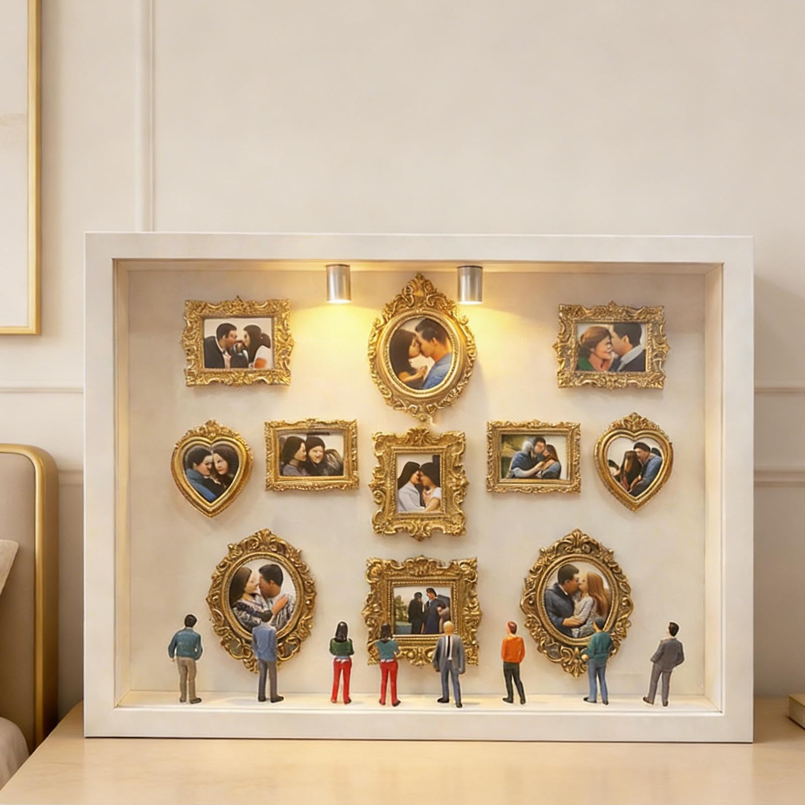 Museum Of Us Cornice - Scatola Fai Da Te Con Silhouette E Illuminazione A LED | Cornice Profonda Per Esporre Foto E Mini Statuine, Regalo Significativo Per Fidanzati, Casa, Ufficio E Decor Scrivania