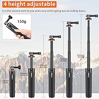 Vista 2 de VRIG TP-08 20.1 "Mini trípode extensible GoPro portátil selfie stick trípode cámara trípode para GoPro Max Hero 11 10 9 8 7 6 5 4 3 3+ 2 1 sesión