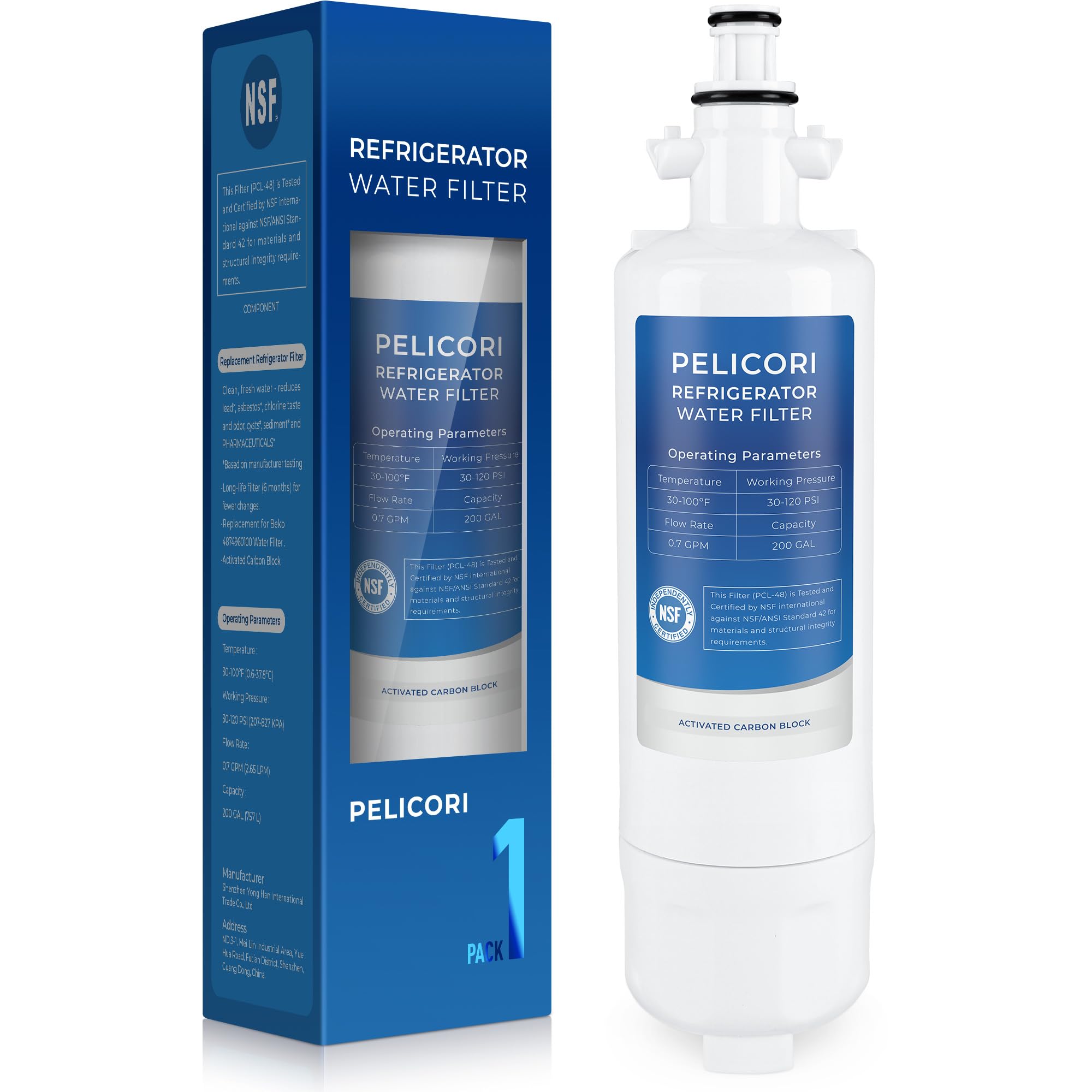 4874960100 Water Filter Replacement for Blomberg Beko 4874960100 Water Filter white 1 Pack