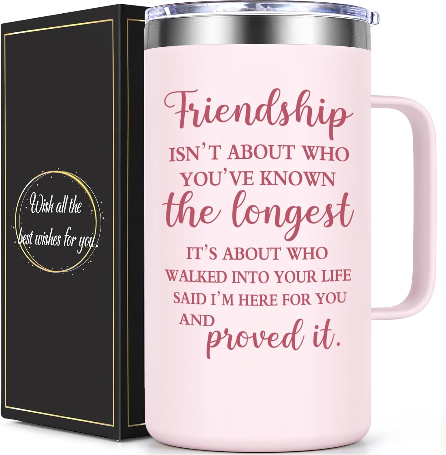 Lifecapido Friendship Gifts for Women, Bestie Gifts for Women, 20oz Insulated Coffee Mug, Best Friend Birthday Christmas Valentine Gift for Sister Best Friend Woman, Rose Quartz