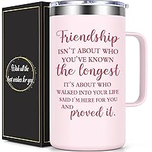 Lifecapido Friendship Gifts for Women, Bestie Gifts for Women, 20oz Insulated Coffee Mug, Best Friend Birthday Christmas Valentine Gift for Sister Best Friend Woman, Rose Quartz