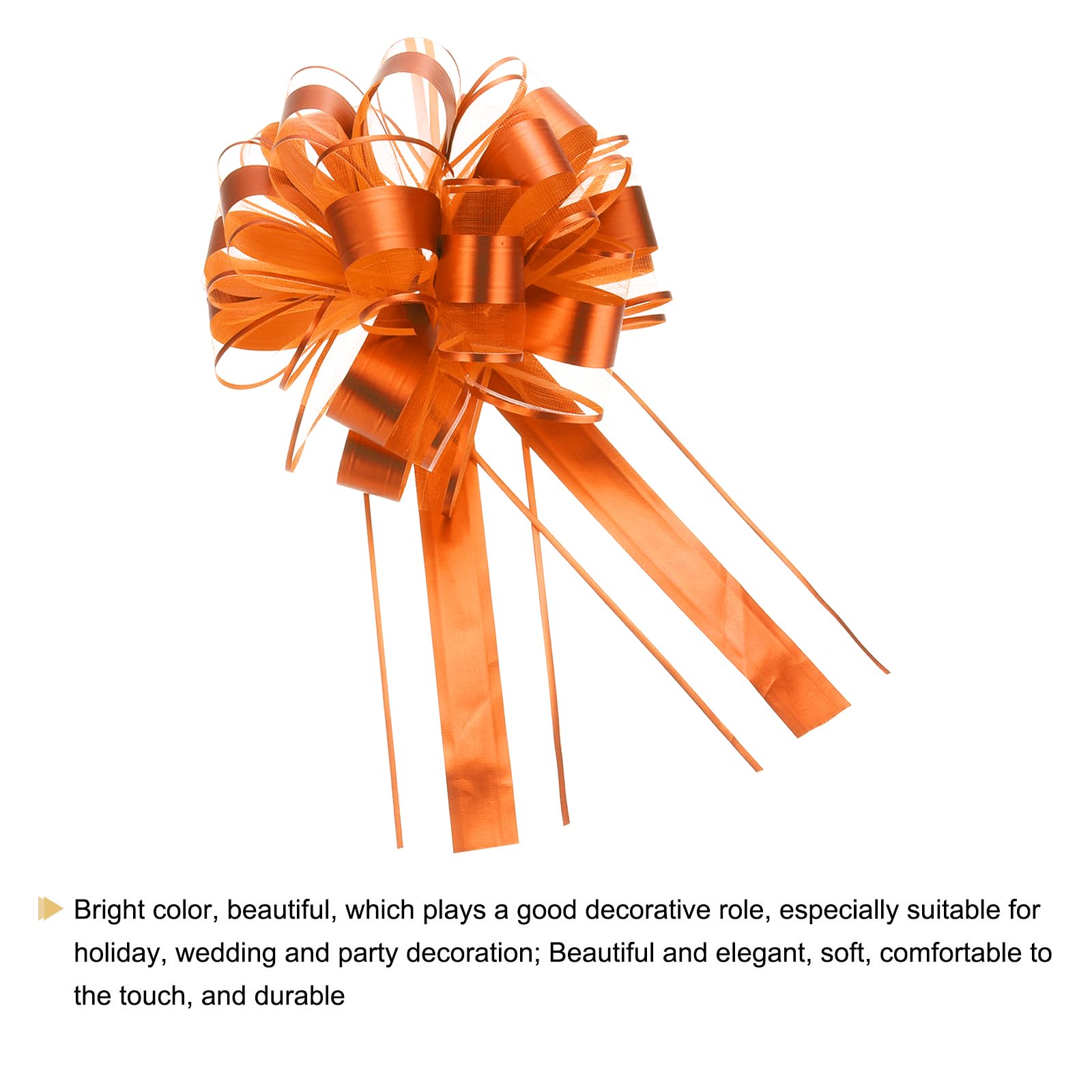 Uxcell 12pcs 11 Inch Extra Large Pull Bow Metallic Gift Wrapping Bows Ribbon Organza Rose Gold for Wedding Baskets Presents Christmas Party - Image 4