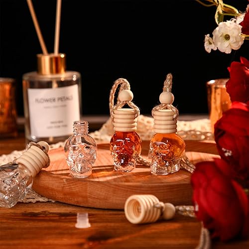 Miniatura 2 de BBTO Ambientador colgante para coche, 50 unidades, botellas de perfume de vidrio vacías, difusor de botellas de ambientador para aceites esenciales,