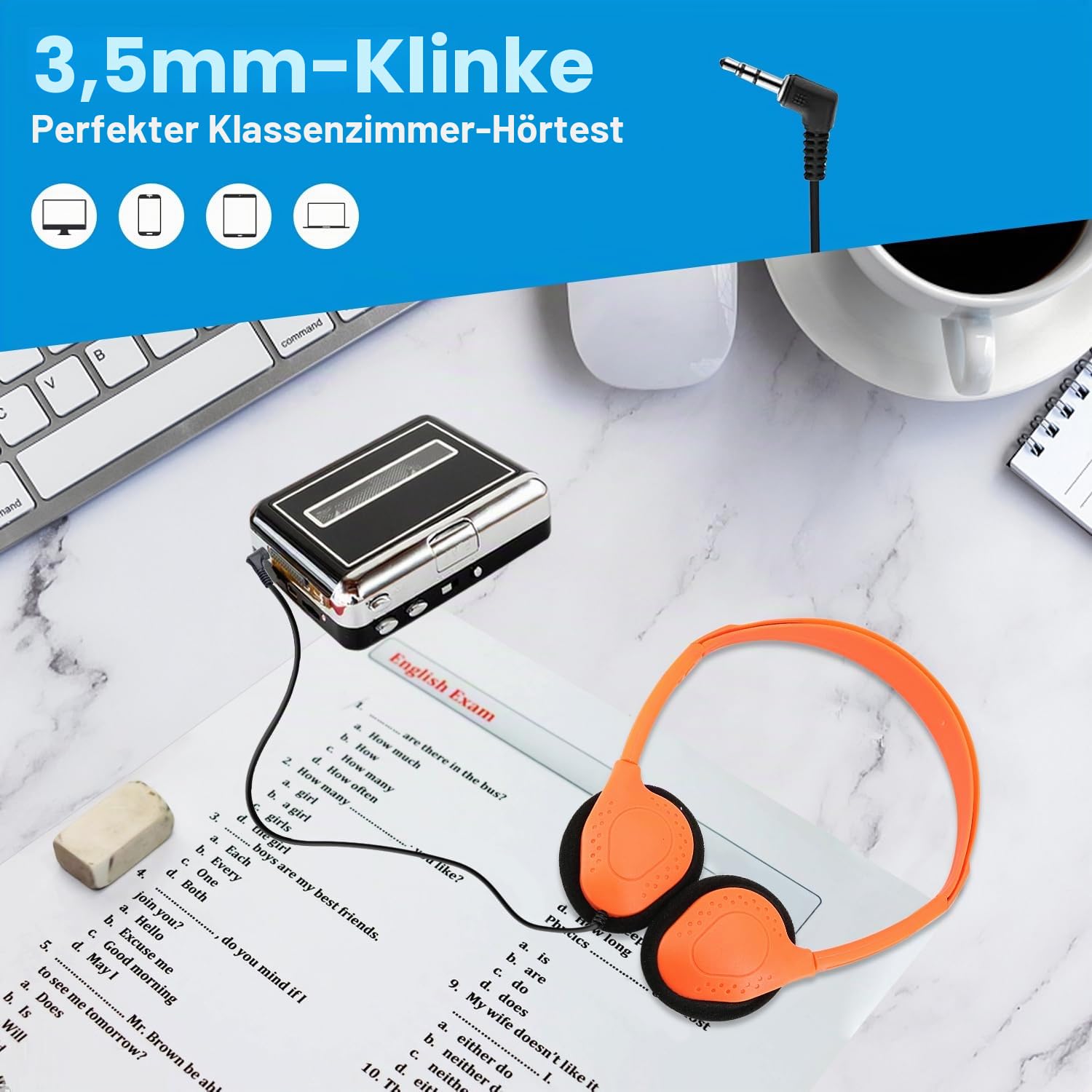 On-Ear-Kopfhörer, Klassenset mit Stereo-Sound, verstellbares Kopfband, kompatibel mit 3,5-mm-Klinkenstecker für Kinder, Erwachsene, Büro, 12 Stück