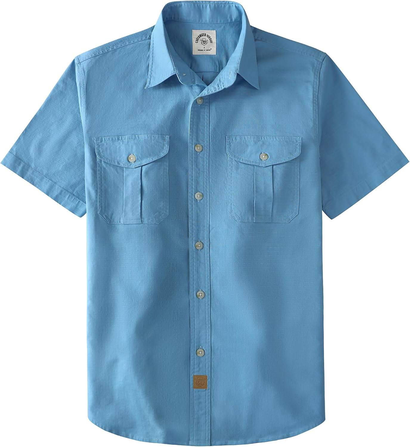 Dubinik® Mens Short Sleeve Button Down Shirts 2 Pocket Work Casual Vintage Cotton with Stretch