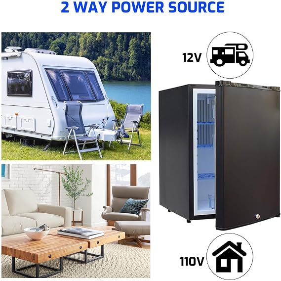 Smad 12V RV Refrigerator 1.7 cu.ft, Compact Refrigerator 12V / 110V, Mini Fridge with Lock, Quiet Reversible Door Semi Truck Refrigerator for RV, Truck, Camping, Boat Use