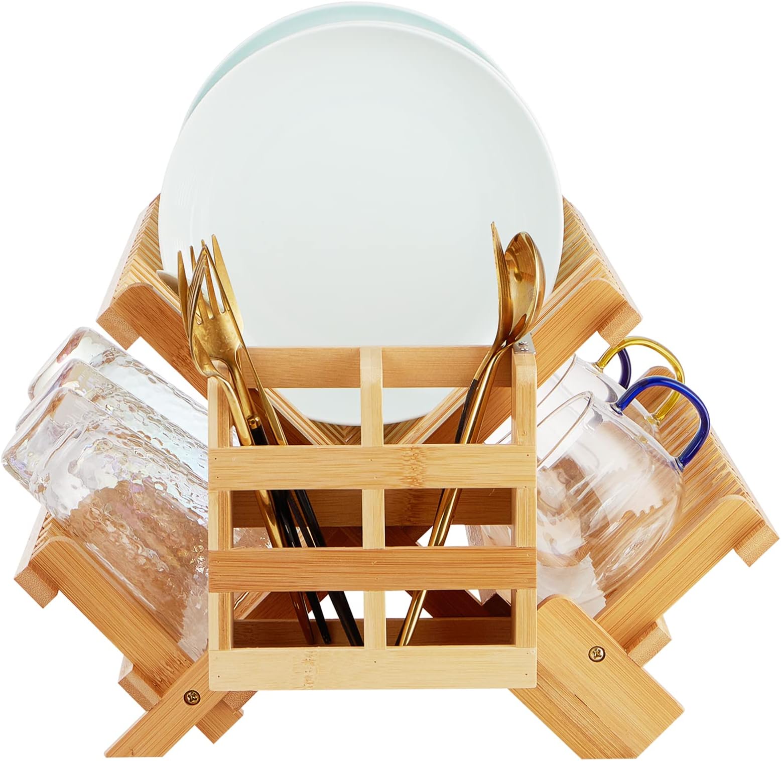 KAEASOUS Bamboo Dish Drying Rack Wooden Dish Drying Rack