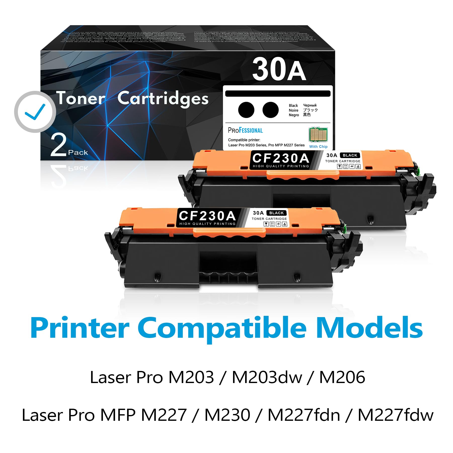 30A Czarny toner CF230A 2-pak | CF230A-2PK 30A zamiennik czarnego atramentu do tonera HP 30A CF230AD regenerowany kompatybilny z Laser Pro MFP M227fdn, M227fdw atrament do drukarki | CF230A dwupak