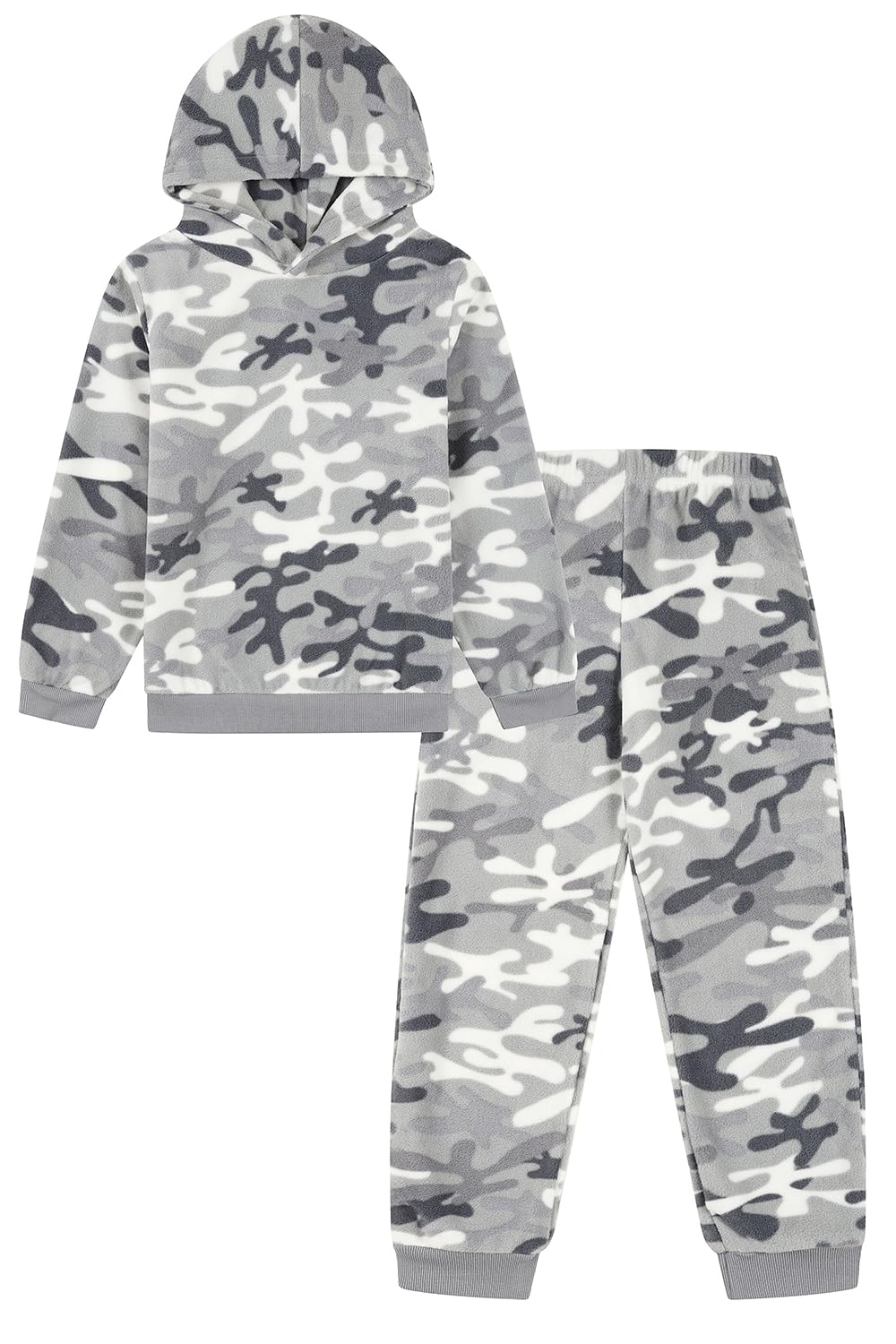ThePyjamaFactory Boys Grey Camouflage Long Fleece Pyjama Set Pjs For Kids (13 Years)