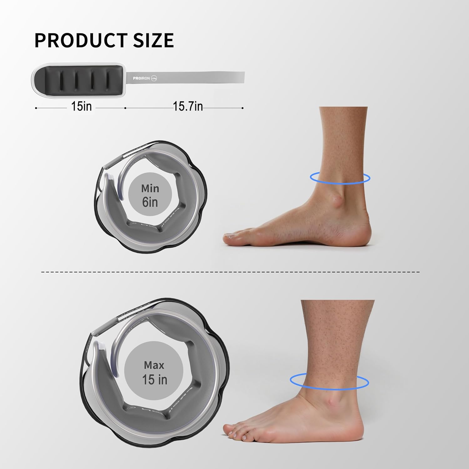 PROIRON Adjustable Ankle Weights, Leg Weights for Men, Ankle Weights 5lb Set of 2, Durable PU Leather, Ankle and Wrist Weights, 1-5 lbs Adjustable Per Ankle