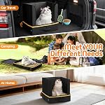 Boîte de voyage pour les chats avec grand côté, Portable Kitty Litter Boîte de Voyage avec Collapsible Baffle Waterproof Strap-Proof Kitty Pantoufle pour voiture, Voyage sur route, Hôtel