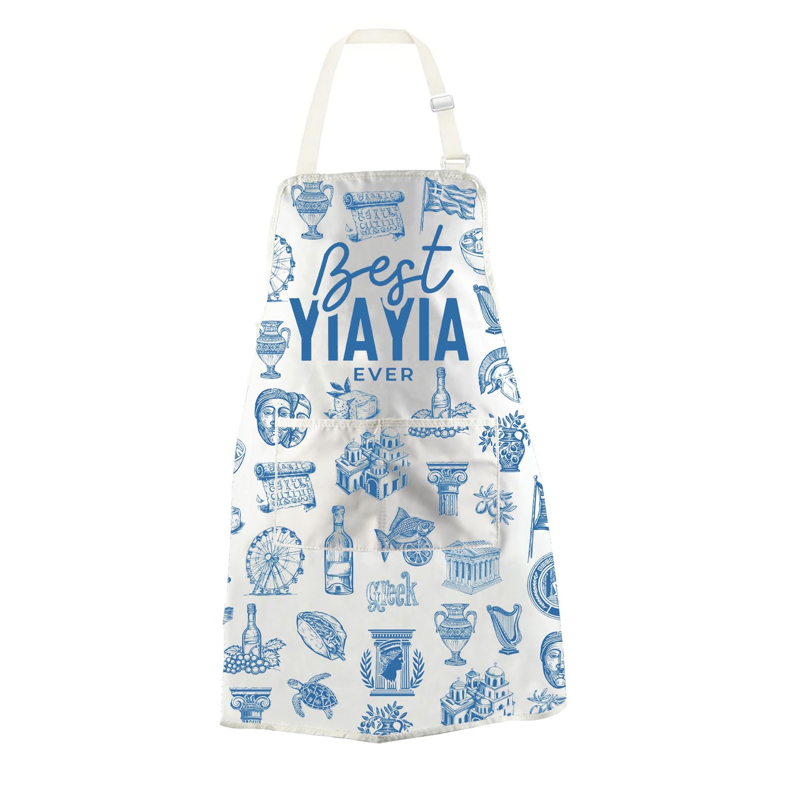 WCGXKO Best Yiayia Ever Kitchen Apron Greek Yiayia Gift Mother’s Day Gift Grandma Gift For Grandmother