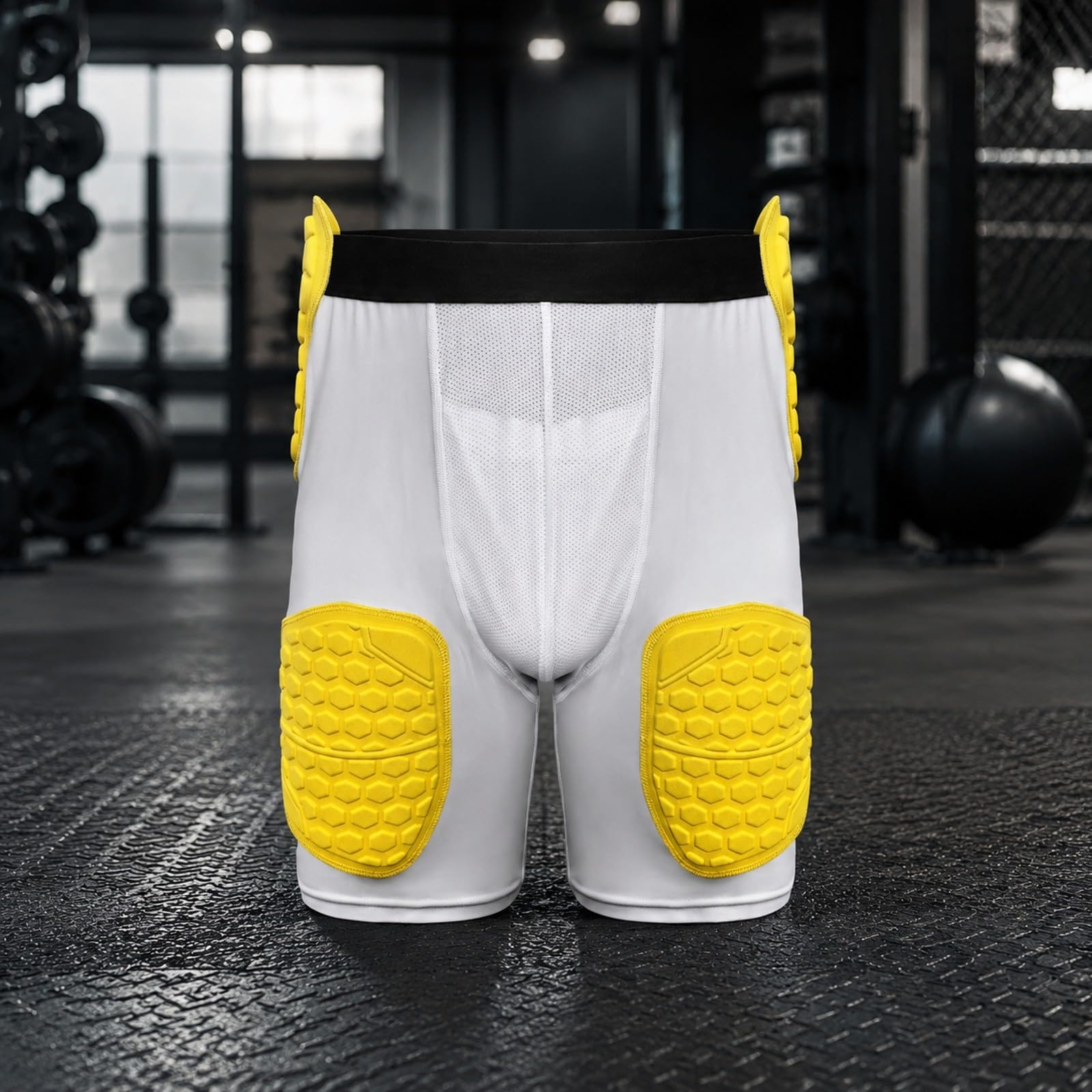 Kompressionsshorts mit wabenpolsterung hochdehnbar -kompressionsshorts leicht Shorts mit tief für rugbyspieler, basketballtraining , L