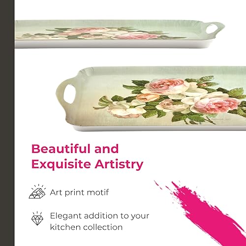 Miniatura 3 de Pimpernel Rosas antiguas navideñas  (19.25 x 11.5 pulgadas) Pieza decorativa de melamina, fuerte y duradera con patrones festivos, comedor de