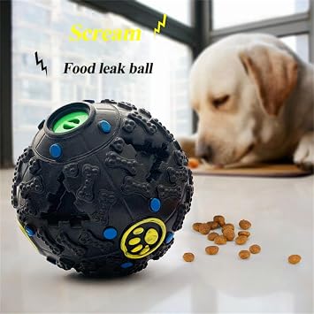 Interactive Dog Toys, Giggle Sound Dog Ball, Boredom Buster, Interactive Dog Toys for Small & Large Dogs (Black+Blue, Large)