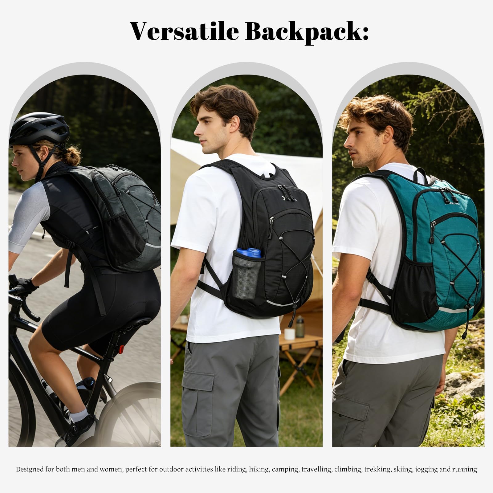 Mochila de Senderismo Impermeable 20 Litros para Mujer y Hombre Gris
