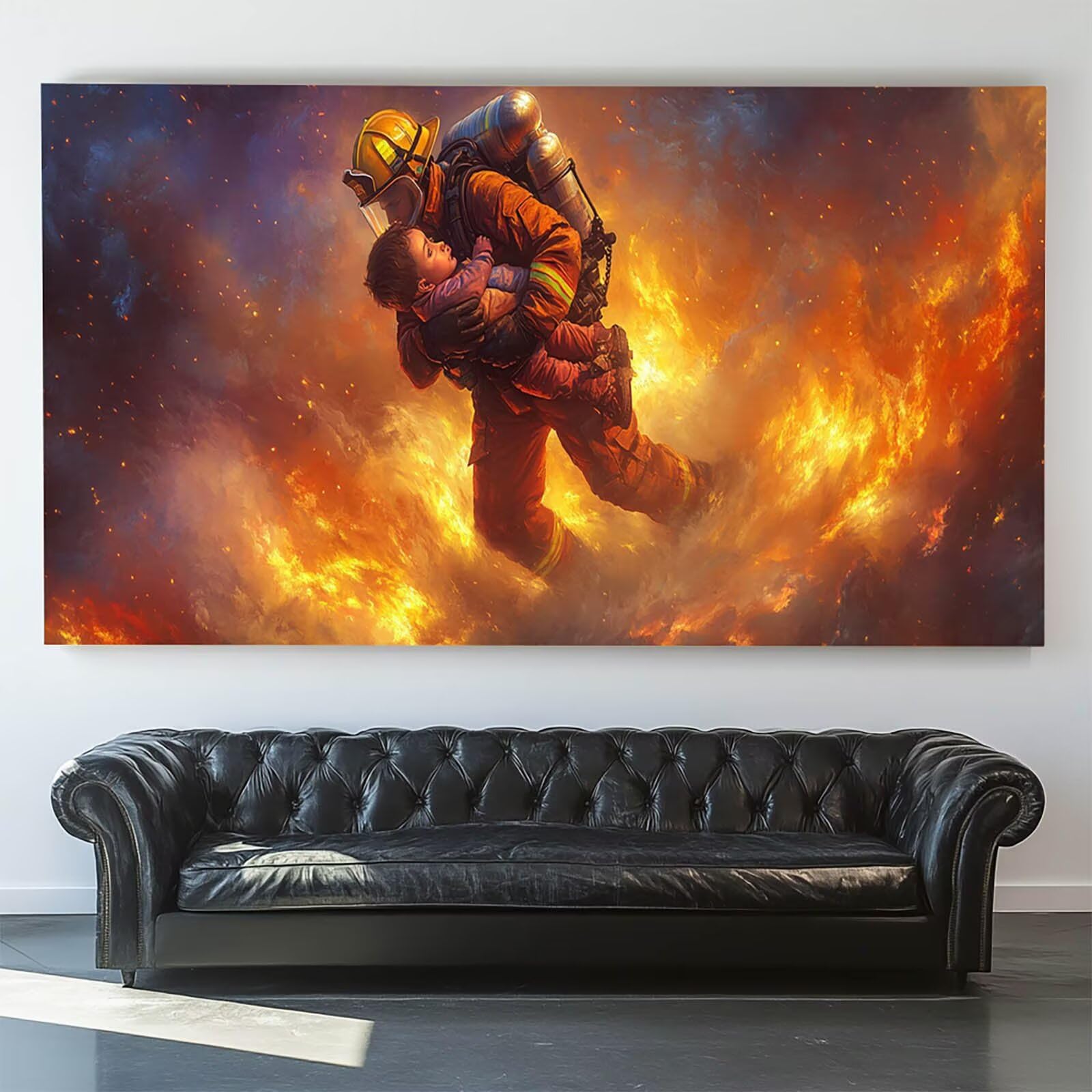 Pintar por Numeros Adultos Flamear, Pintar por Numeros Niños Kit Manualidades Adultos Bomberos Cuadros para Pintar por Numeros Pintura Acrílico, Cuadros Decoracion Salon Modernos 80X160cm 7w-T-F