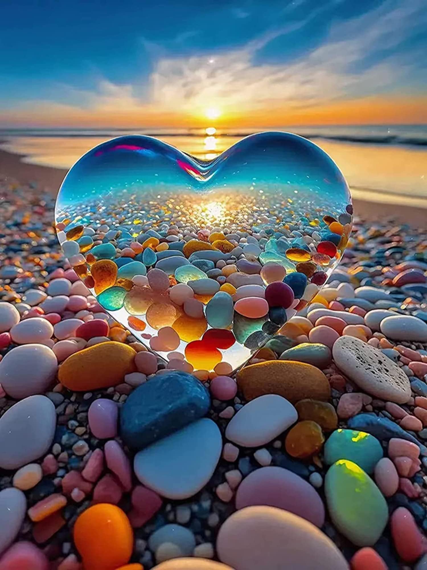 5D Diamond Painting, DIY Diamond Painting Set Diamond Painting Pictures DIY Cross Embroidery Painting Kits for Home Wall and Entrance Decorations 11.8 x 15.7inch (Love Stone)