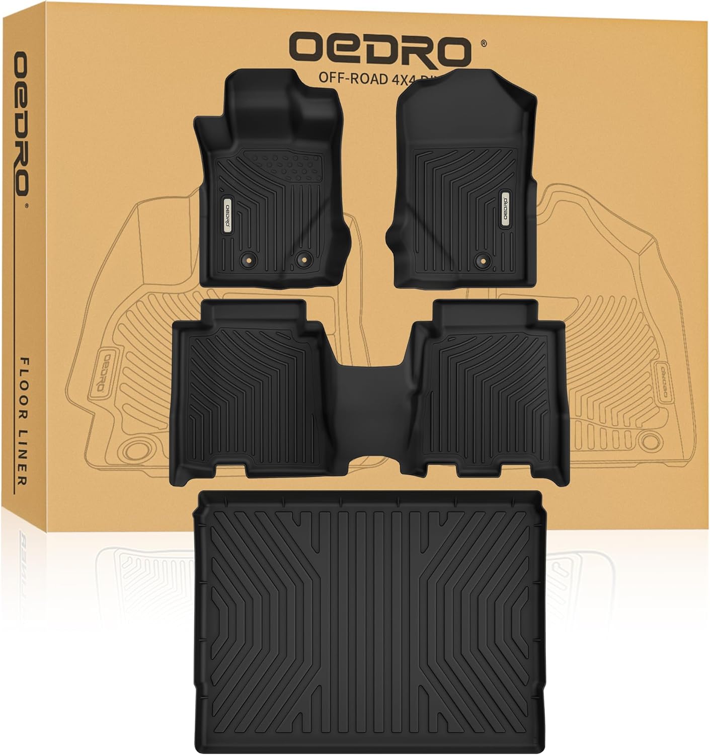 OEDRO Floor Mats Set for 2021-2025 Ford Bronco, Custom Fit All Weather Front & Rear Row Trunk Liners Car Floor Mats Set (Only fits 4-Door Models) 2021-2025 Full Mats Set