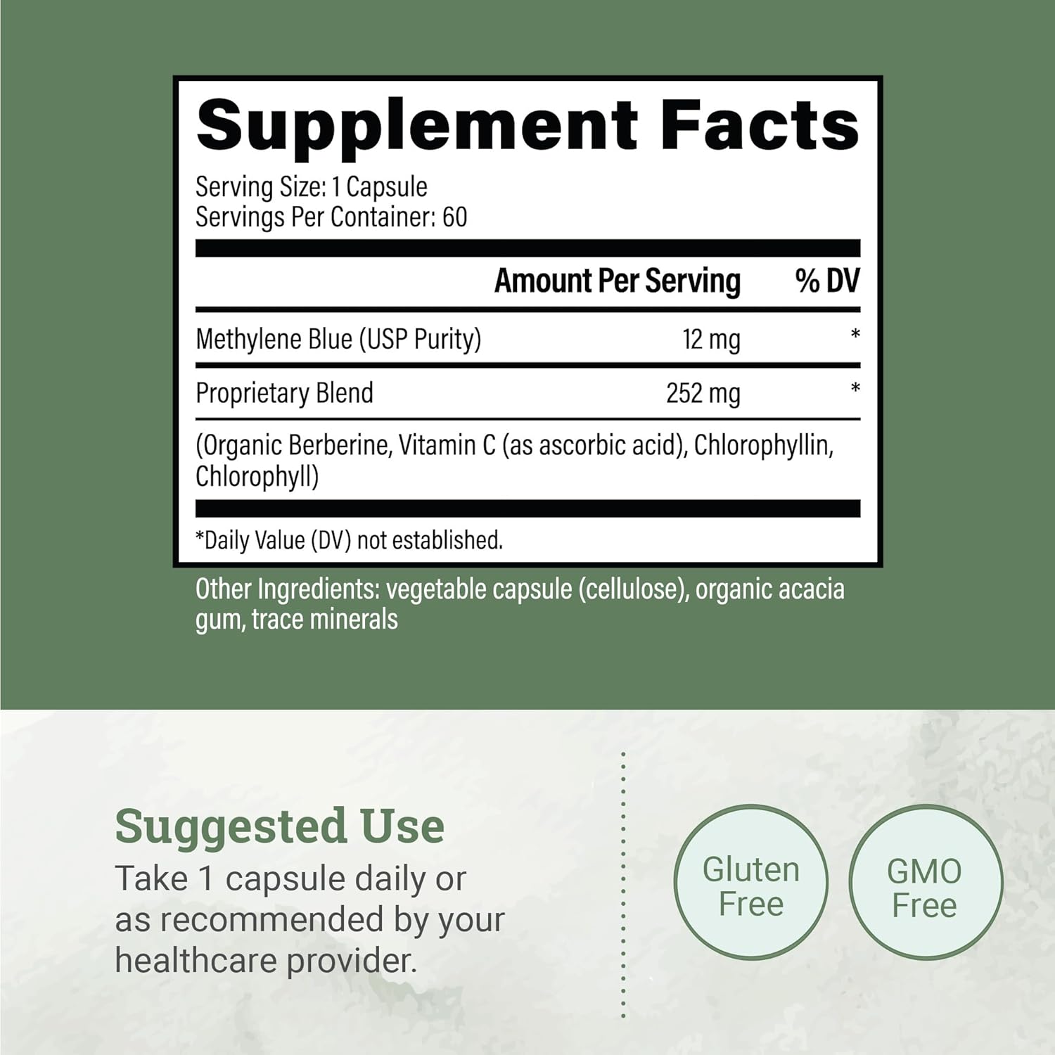 Earth Harmony Methylene Blue Capsules for Humans, USP Grade Supplement - Supreme Methylene Blue Pills (60 Capsules) - Image 2