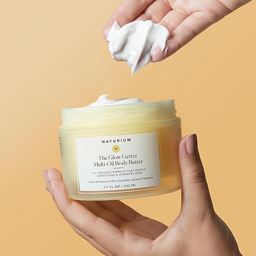 Miniatura 6 de Naturium The Glow Getter Whipped Mantequilla Corporal Multiaceite Batida, Crema Reafirmante e Hidratante Corporal con Manteca de Karité, 7.7 fl oz