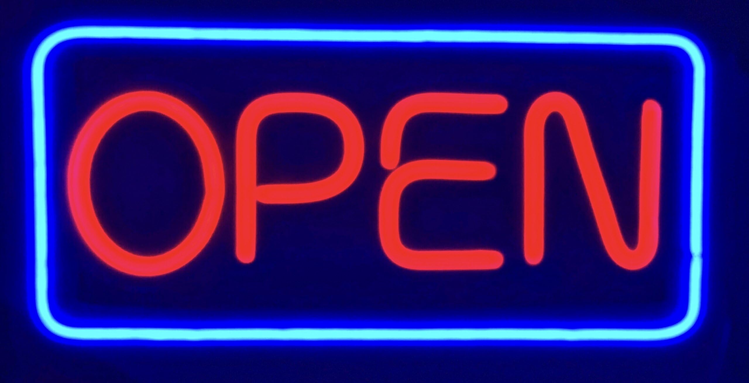 Jumbo Extra Large 24"12" Rectangular Vivid Bright Color Display LED Open Sign/Light - NEON Tube Style Open Signs - for Retail Store Shop Office Restaurant Business BAR
