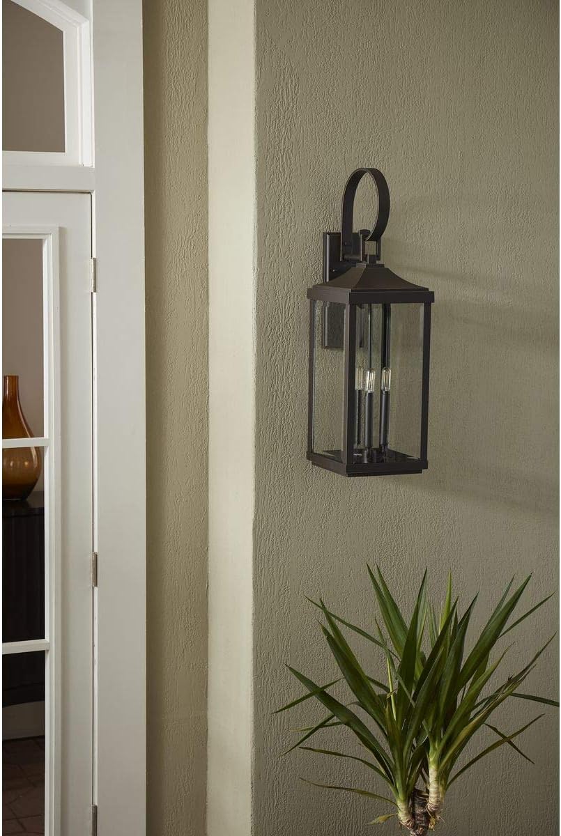 Gibbes Street Collection 3-Light Clear Beveled Glass New Traditional Outdoor Large Wall Lantern Light Antique Bronze