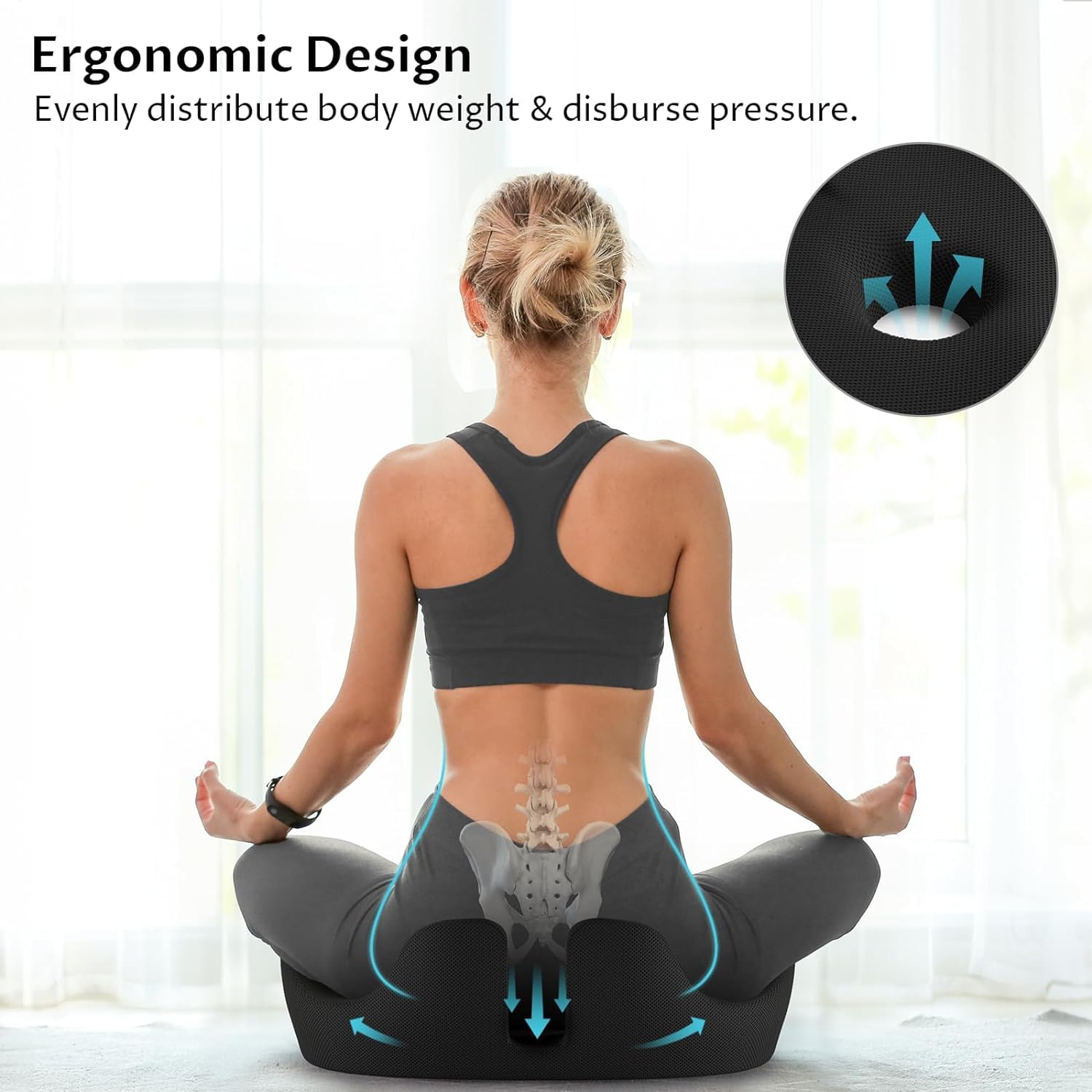 Cuscino da seduta in memory foam, per sedie da ufficio, seggiolino auto, aereo, sedia a rotelle, sollievo dalla pressione da sciatica e coccige, per chi sta seduto a lungo, per chi lavora in ufficio,