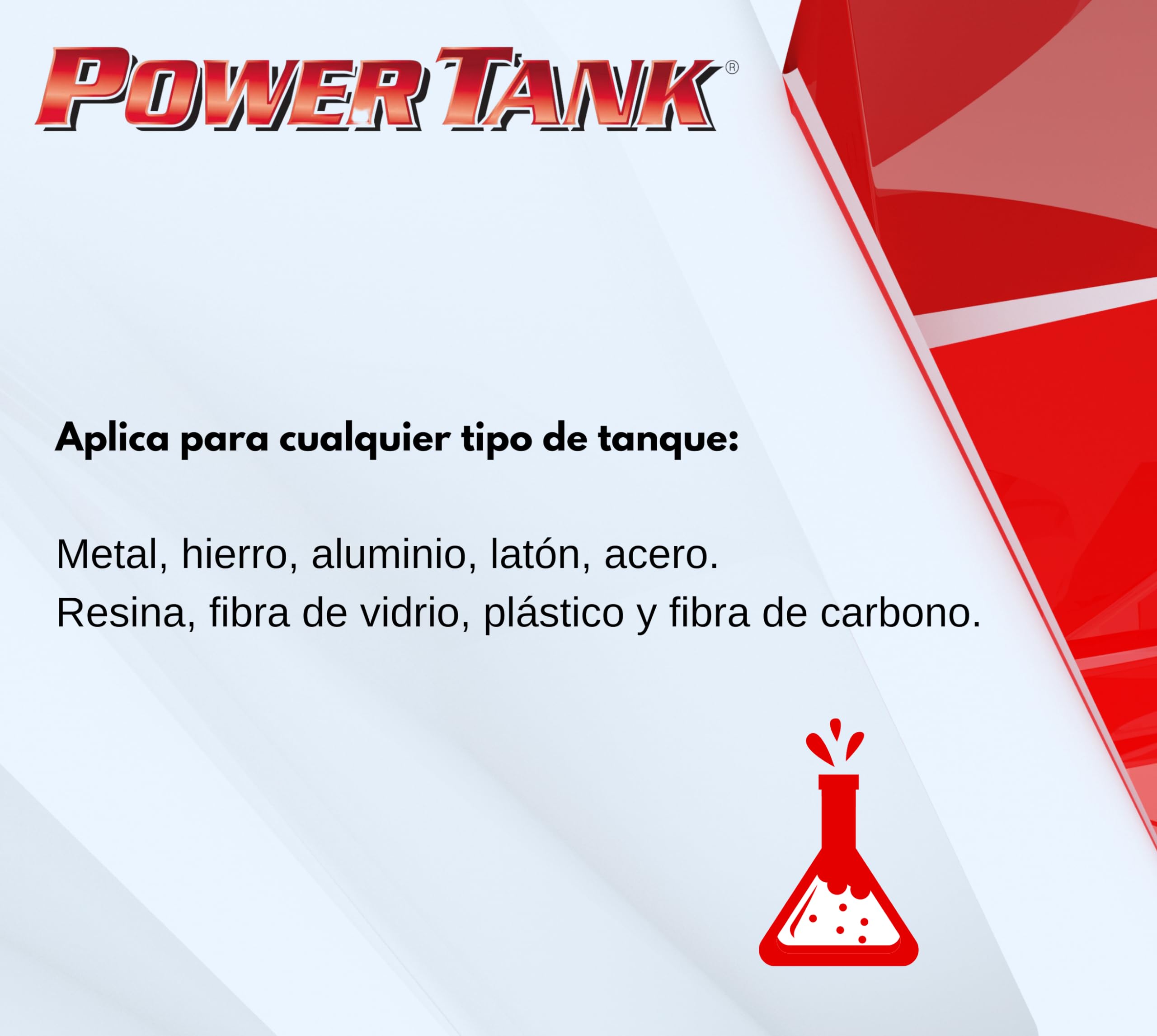 POWER TANK - Tratamiento Tanque Deposito Auto (50/55 Litros) Kit Grande Rojo 1,3 kg para Interior Tanques de Gasoil y Gasolina Elimina Óxido Repara Protege Tanques Oxidados de Autos, Motos de Época.