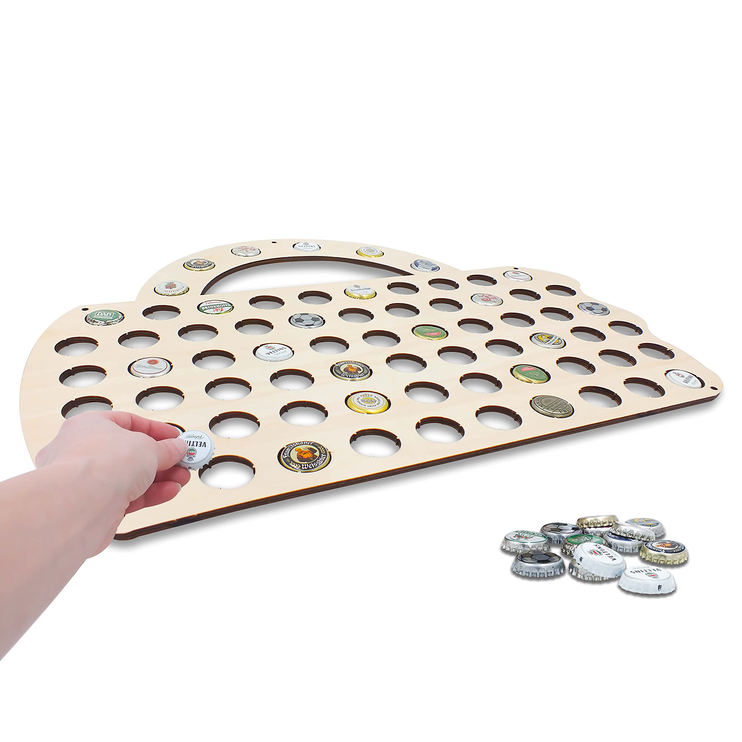 Chope à Bière Porte-Capsules En Bois Pour 70 Bouchons - Collecteur De Bouchons Couronne Idée Cadeau Humoristique Pour Homme - 39,5 X 49,5 Cm
