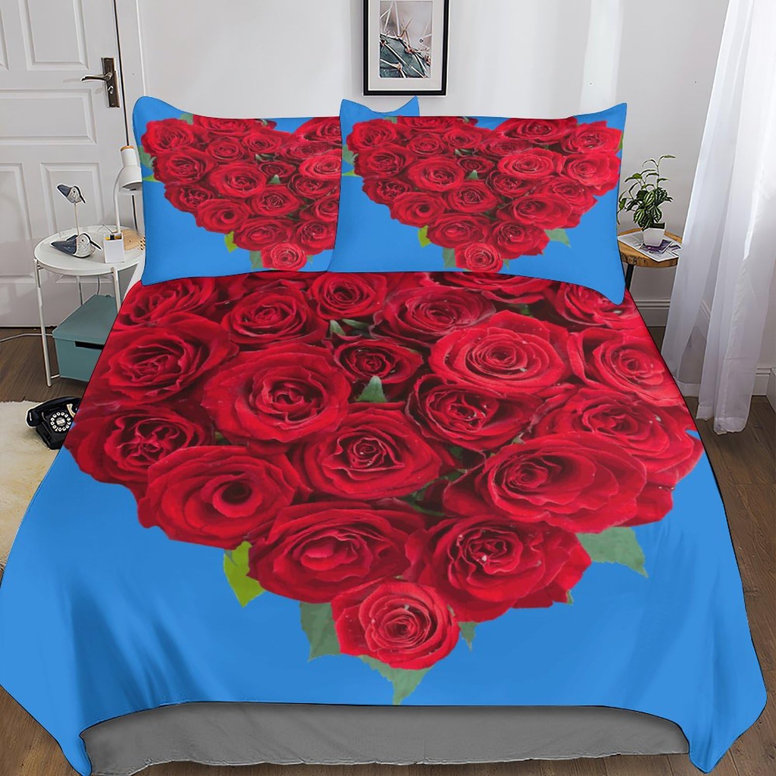 Housse de couette 200x200 rose rouge : le décor 3D idéal pour la chambre d'ado